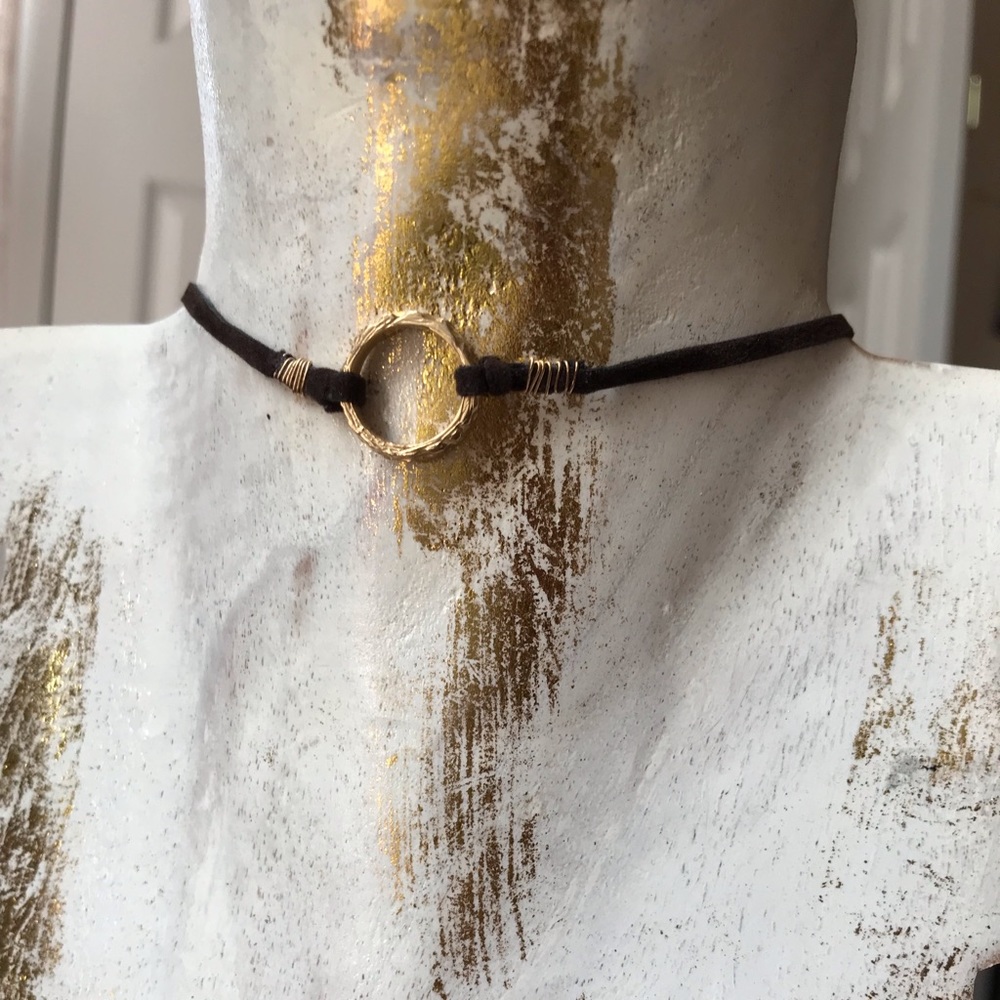 14k gold and suede choker